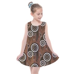 Abstract Background Brown Swirls Kids  Summer Dress