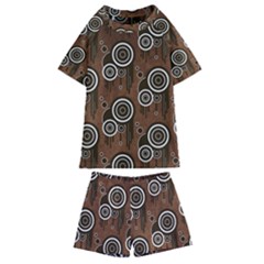 Abstract Background Brown Swirls Kids  Swim Tee And Shorts Set