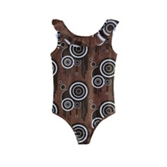 Abstract Background Brown Swirls Kids  Frill Swimsuit