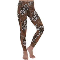 Abstract Background Brown Swirls Kids  Lightweight Velour Classic Yoga Leggings by Pakrebo