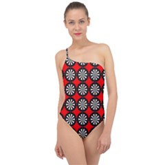 Darts Dart Board Board Target Game Classic One Shoulder Swimsuit by Pakrebo