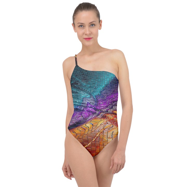 Graphics Imagination The Background Classic One Shoulder Swimsuit