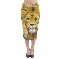 Lion Lioness Wildlife Hunter Midi Pencil Skirt by Pakrebo