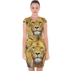 Lion Lioness Wildlife Hunter Capsleeve Drawstring Dress  by Pakrebo