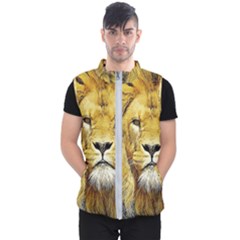 Lion Lioness Wildlife Hunter Men s Puffer Vest by Pakrebo