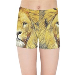 Lion Lioness Wildlife Hunter Kids  Sports Shorts by Pakrebo