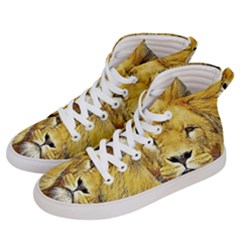 Lion Lioness Wildlife Hunter Men s Hi-top Skate Sneakers by Pakrebo