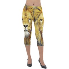 Lion Lioness Wildlife Hunter Lightweight Velour Capri Leggings  by Pakrebo