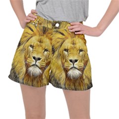 Lion Lioness Wildlife Hunter Stretch Ripstop Shorts by Pakrebo