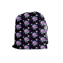 Flowers Pattern Background Lilac Drawstring Pouch (large) by Pakrebo