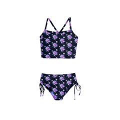 Flowers Pattern Background Lilac Girls  Tankini Swimsuit by Pakrebo