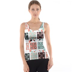 Mint Black Coral Heart Paisley Tank Top by Pakrebo