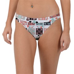 Mint Black Coral Heart Paisley Band Bikini Bottom by Pakrebo