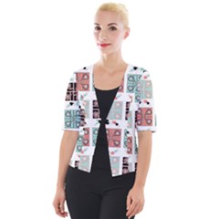 Mint Black Coral Heart Paisley Cropped Button Cardigan by Pakrebo