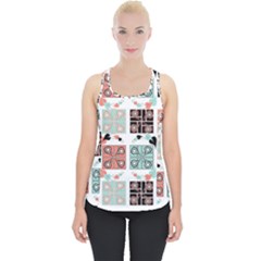 Mint Black Coral Heart Paisley Piece Up Tank Top by Pakrebo