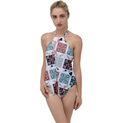 Mint Black Coral Heart Paisley Go With The Flow One Piece Swimsuit by Pakrebo