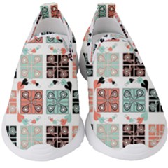 Mint Black Coral Heart Paisley Kids  Slip On Sneakers by Pakrebo