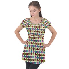 Ducklings Background Ducks Cute Puff Sleeve Tunic Top by Pakrebo