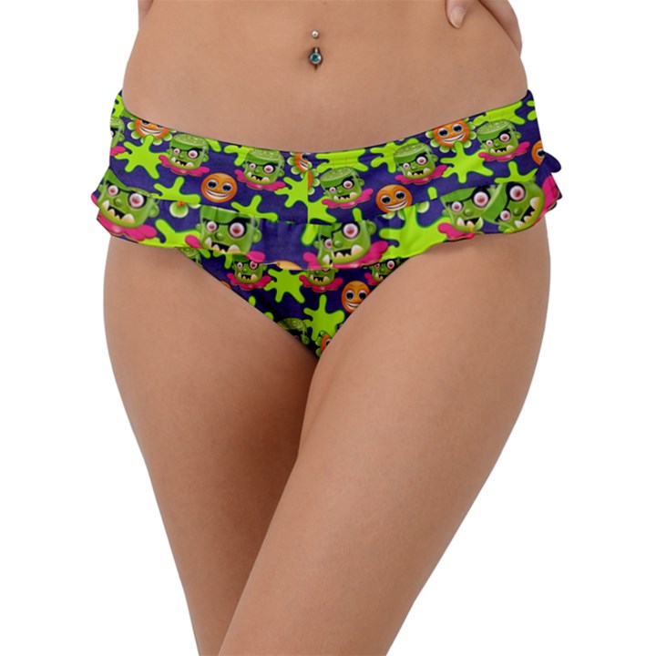 Smiley Background Smiley Grunge Frill Bikini Bottom