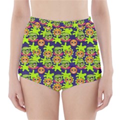 Smiley Background Smiley Grunge High-waisted Bikini Bottoms by Pakrebo