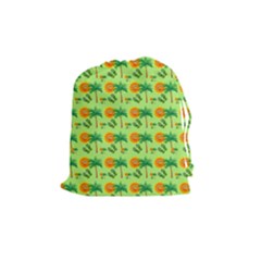 Holiday Tropical Smiley Face Palm Drawstring Pouch (medium) by Pakrebo