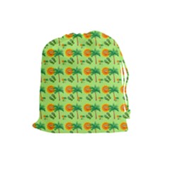 Holiday Tropical Smiley Face Palm Drawstring Pouch (large) by Pakrebo