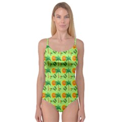 Holiday Tropical Smiley Face Palm Camisole Leotard  by Pakrebo