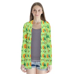 Holiday Tropical Smiley Face Palm Drape Collar Cardigan by Pakrebo