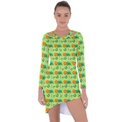 Holiday Tropical Smiley Face Palm Asymmetric Cut-out Shift Dress by Pakrebo