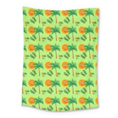 Holiday Tropical Smiley Face Palm Medium Tapestry by Pakrebo