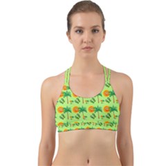 Holiday Tropical Smiley Face Palm Back Web Sports Bra by Pakrebo