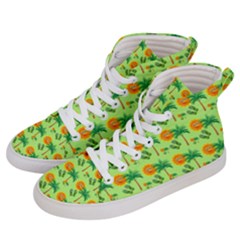 Holiday Tropical Smiley Face Palm Men s Hi-top Skate Sneakers by Pakrebo