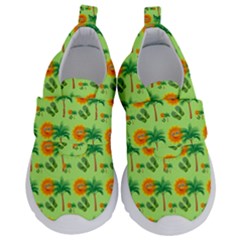 Holiday Tropical Smiley Face Palm Kids  Velcro No Lace Shoes by Pakrebo