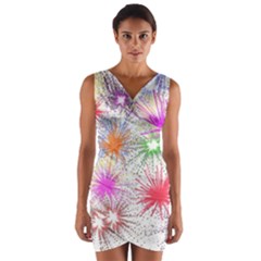 Star Dab Farbkleckse Leaf Flower Wrap Front Bodycon Dress