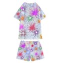 Star Dab Farbkleckse Leaf Flower Kids  Swim Tee and Shorts Set View2