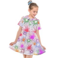 Star Dab Farbkleckse Leaf Flower Kids  Short Sleeve Shirt Dress