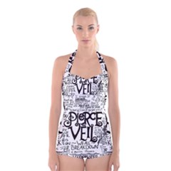 Pierce The Veil Music Band Group Fabric Art Cloth Poster Boyleg Halter Swimsuit  by Sudhe