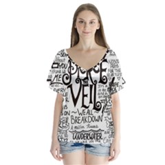 Pierce The Veil Music Band Group Fabric Art Cloth Poster V-neck Flutter Sleeve Top by Sudhe