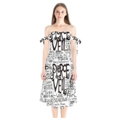 Pierce The Veil Music Band Group Fabric Art Cloth Poster Shoulder Tie Bardot Midi Dress by Sudhe