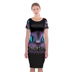 Cheshire Cat Animation Classic Short Sleeve Midi Dress by Sudhe