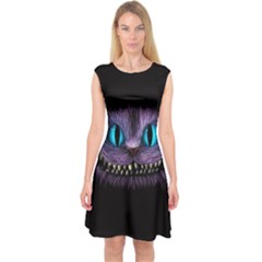 Cheshire Cat Animation Capsleeve Midi Dress by Sudhe