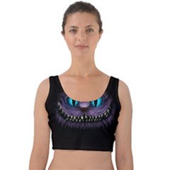 Cheshire Cat Animation Velvet Crop Top by Sudhe