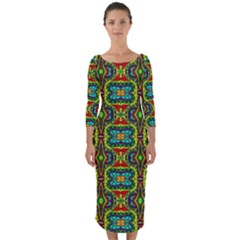 Ml 133 Quarter Sleeve Midi Bodycon Dress by ArtworkByPatrick