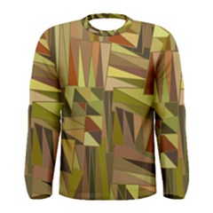 Earth Tones Geometric Shapes Unique Men s Long Sleeve Tee