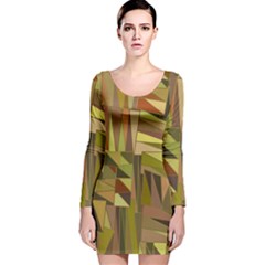 Earth Tones Geometric Shapes Unique Long Sleeve Velvet Bodycon Dress by Mariart