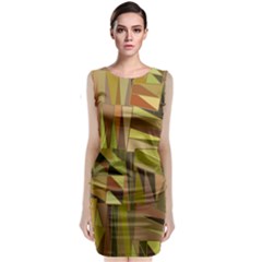 Earth Tones Geometric Shapes Unique Sleeveless Velvet Midi Dress by Mariart