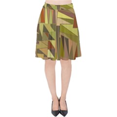 Earth Tones Geometric Shapes Unique Velvet High Waist Skirt