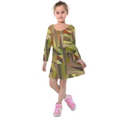 Earth Tones Geometric Shapes Unique Kids  Long Sleeve Velvet Dress by Mariart