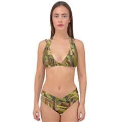 Earth Tones Geometric Shapes Unique Double Strap Halter Bikini Set