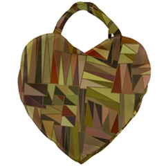 Earth Tones Geometric Shapes Unique Giant Heart Shaped Tote